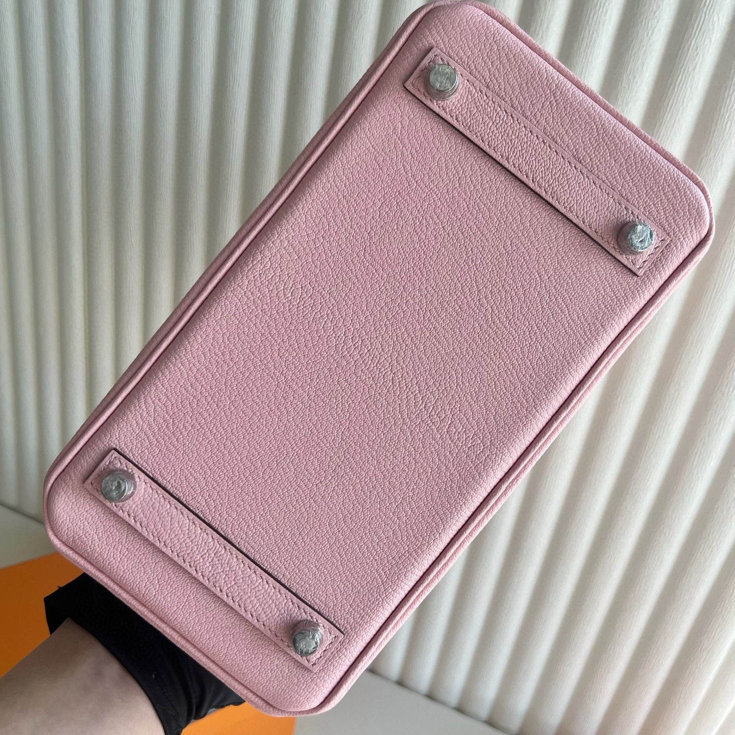 Hermes Birkin 25 Verso Retourne Handmade Bag in Pink Chevre Mysore Goatskin - Image 9