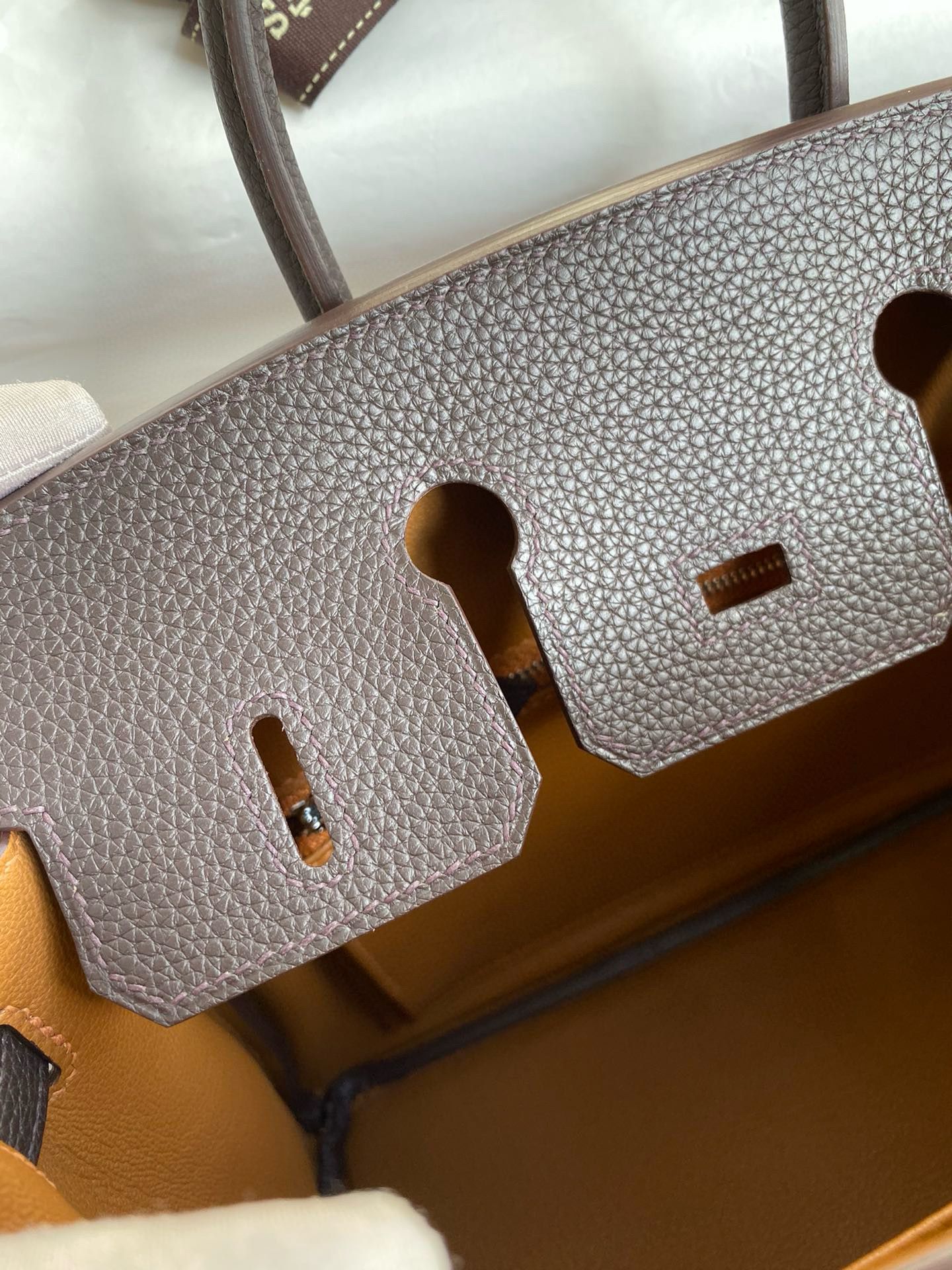 Hermes Birkin 25 Verso Retourne Handmade Bag in Ebene Clemence Leather - Image 9