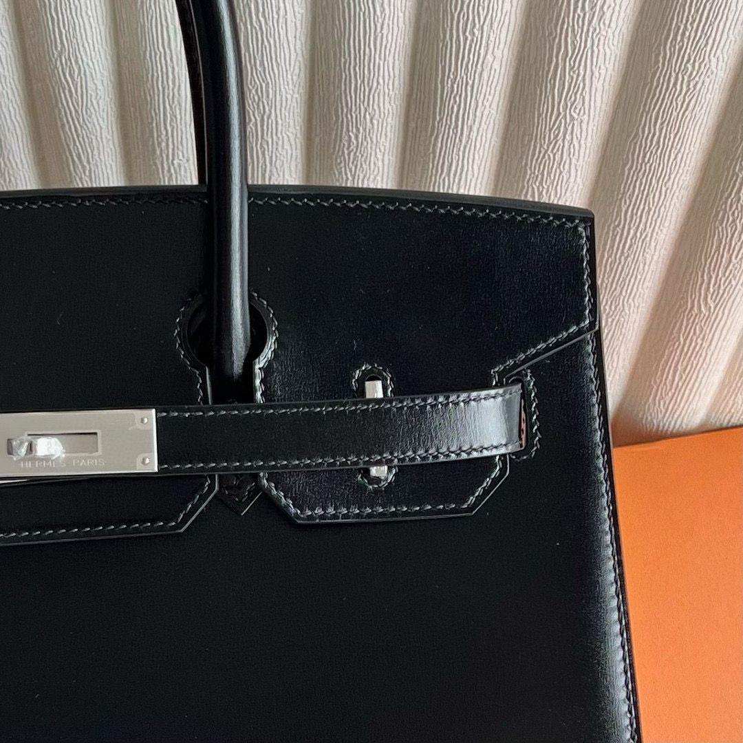 Hermes Birkin 30 Verso Sellier Handmade Bag in Black Box Calfskin - Image 3