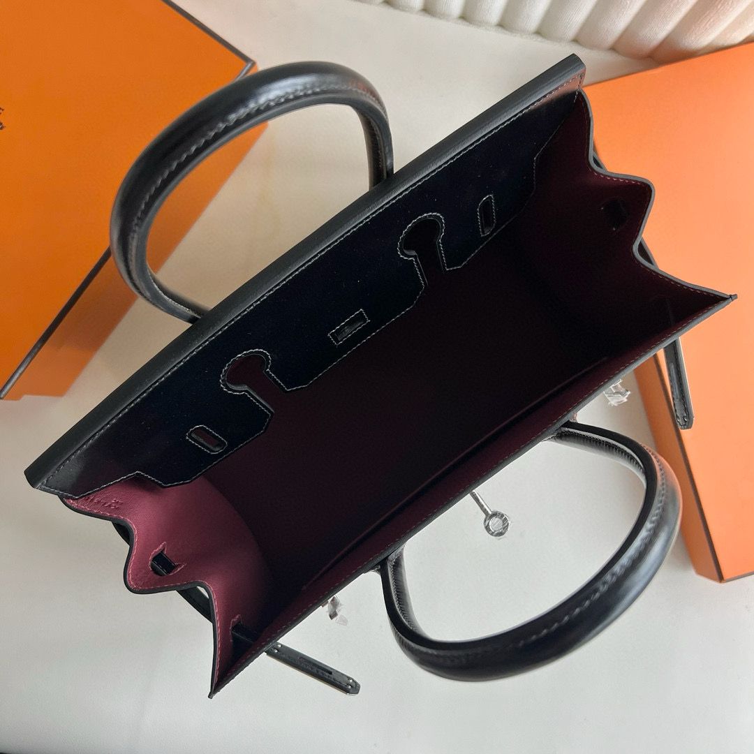 Hermes Birkin 30 Verso Sellier Handmade Bag in Black Box Calfskin - Image 5