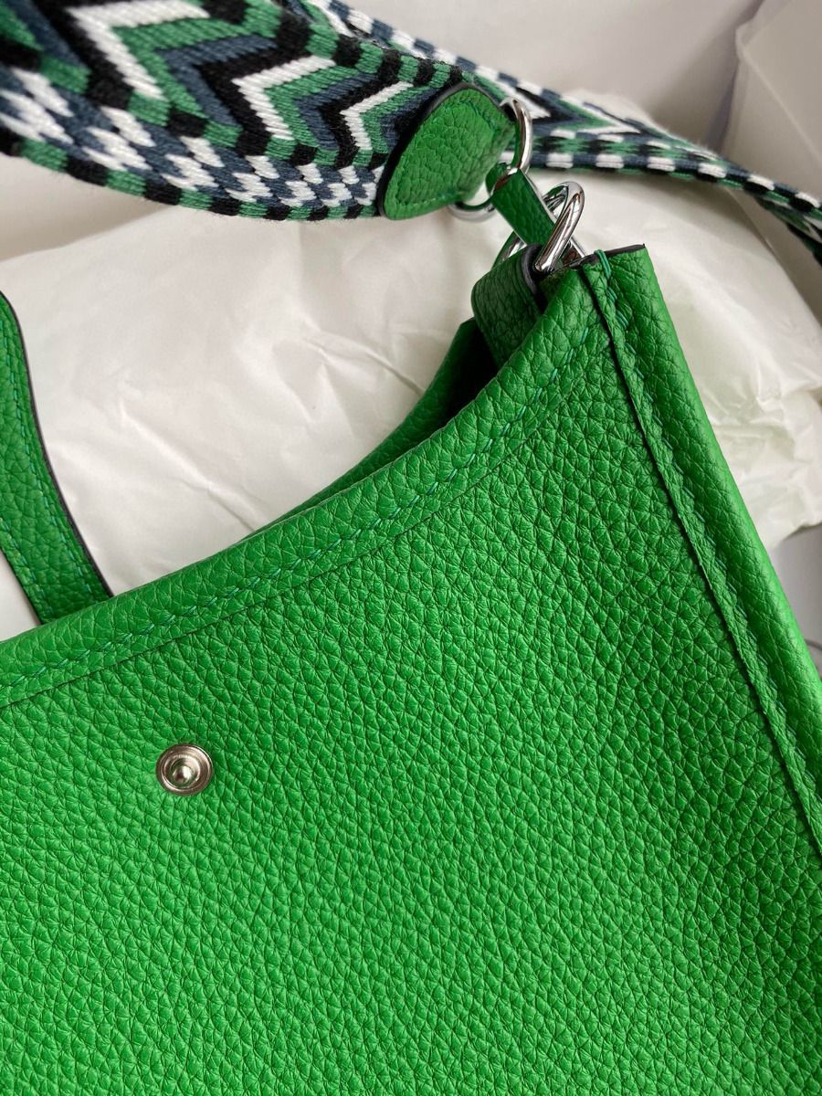 Hermes Evelyne Mini Handmade Bag in Bamboo Clemence Leather - Image 9