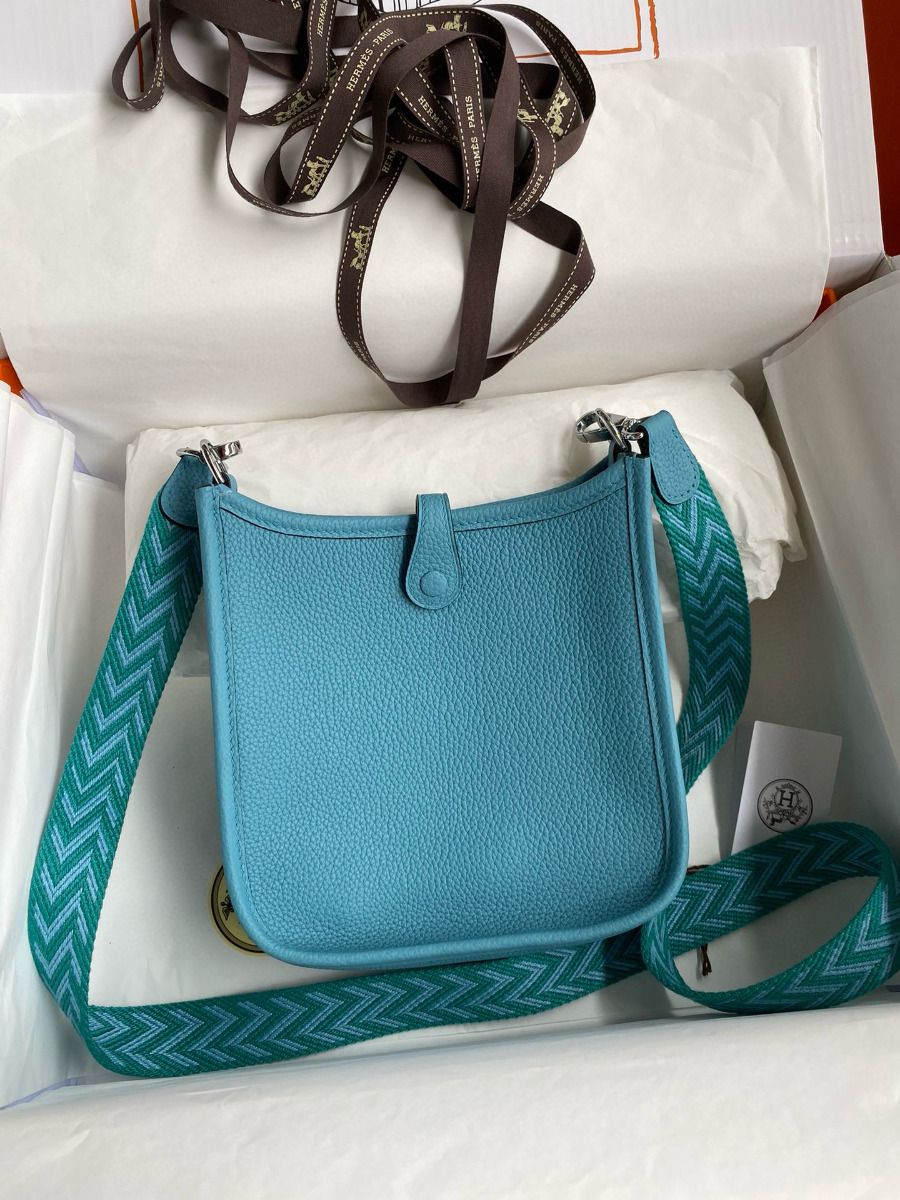 Hermes Evelyne Mini Handmade Bag in Blue du Nord Clemence Leather - Image 3