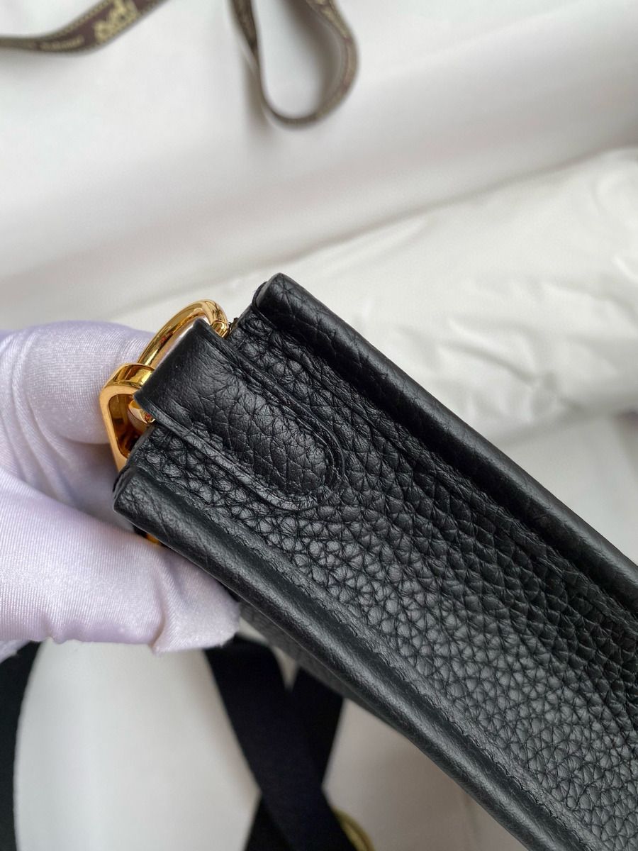 Hermes Evelyne Mini Handmade Bag in Black Clemence Leather - Image 4