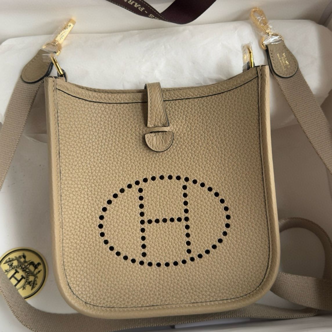 Hermes Evelyne Mini Handmade Bag in Trench Clemence Leather