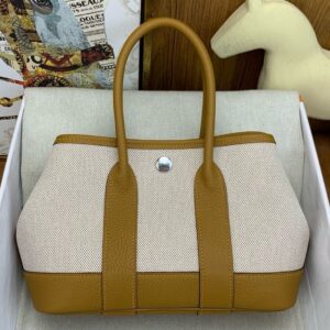 Hermes Neo Garden Party 23 Bag in Canvas and Chai Negonda Calfskin