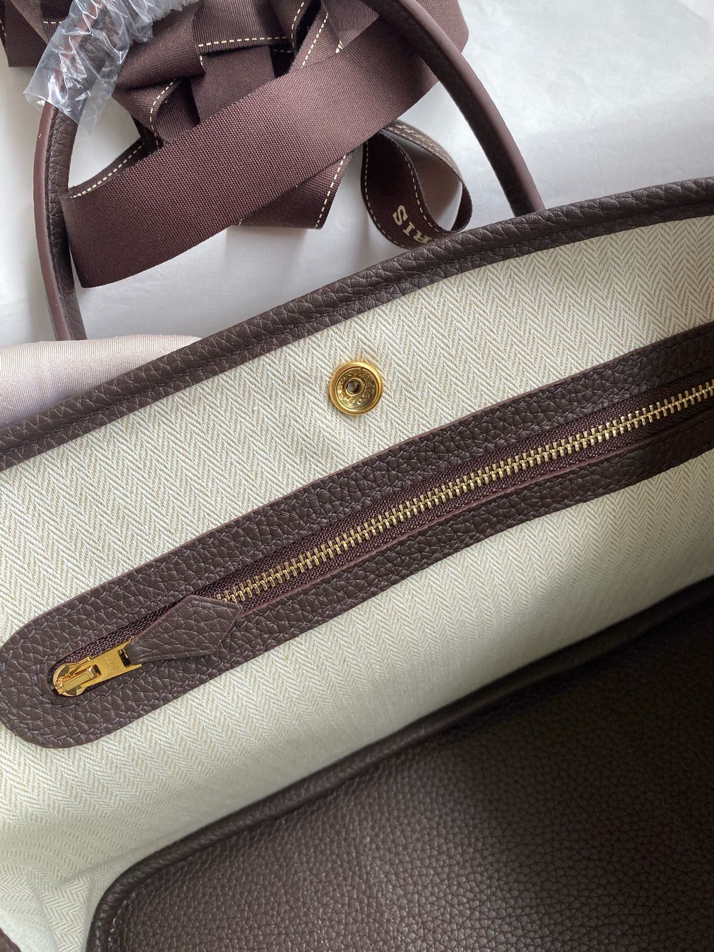 Hermes Garden Party 30 Handmade Bag in Ebene Clemence Leather - Image 9