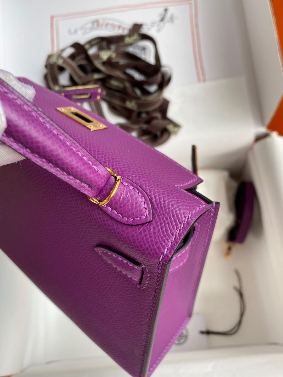 Hermes Kelly Mini II Sellier Handmade Bag In Anemone Epsom Calfskin - Image 8