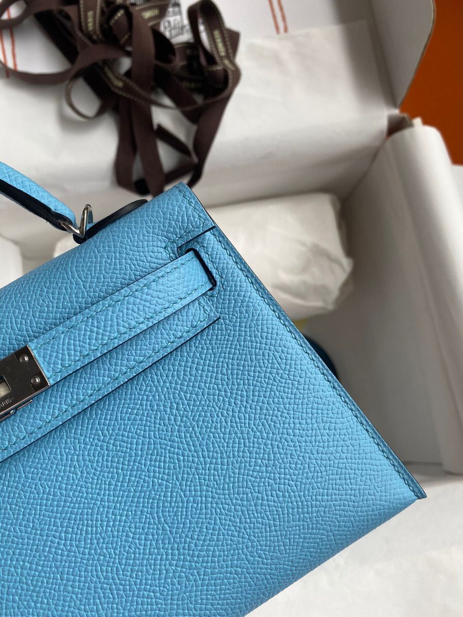 Hermes Kelly Mini II Sellier Handmade Bag In Celeste Epsom Calfskin - Image 5