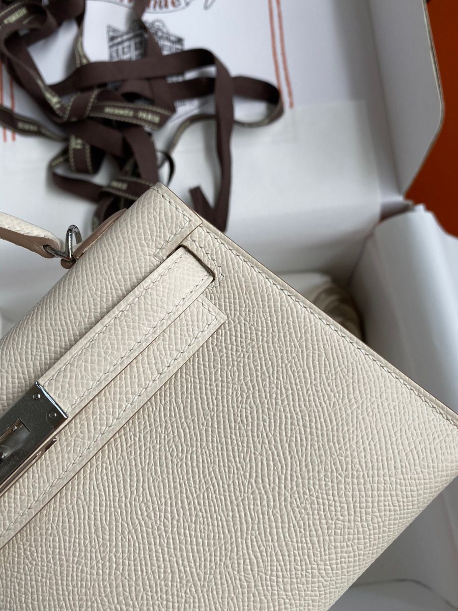 Hermes Kelly Mini II Sellier Handmade Bag In Craie Epsom Calfskin - Image 5
