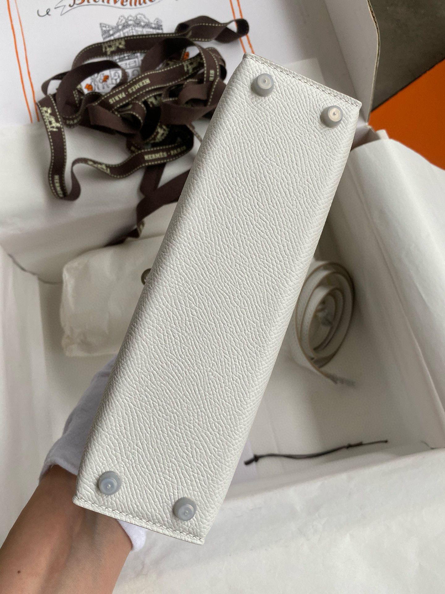 Hermes Kelly Mini II Sellier Handmade Bag In Gris Pale Epsom Calfskin - Image 4