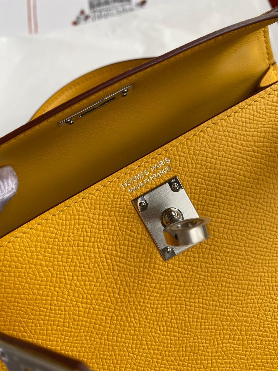 Hermes Kelly Mini II Sellier Handmade Bag In Jaune Ambre Epsom Calfskin - Image 8