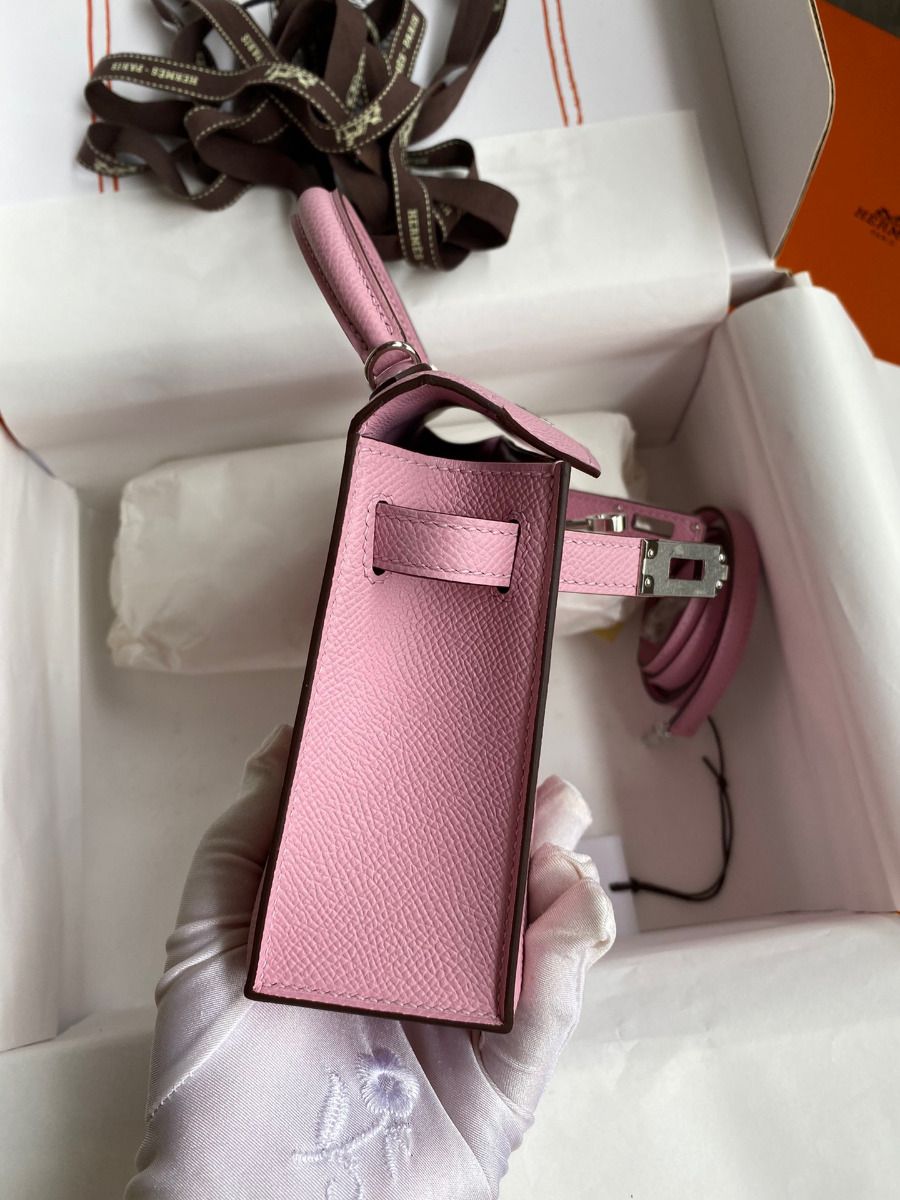 Hermes Kelly Mini II Sellier Handmade Bag In Mauve Sylvestre Epsom Calfskin - Image 7