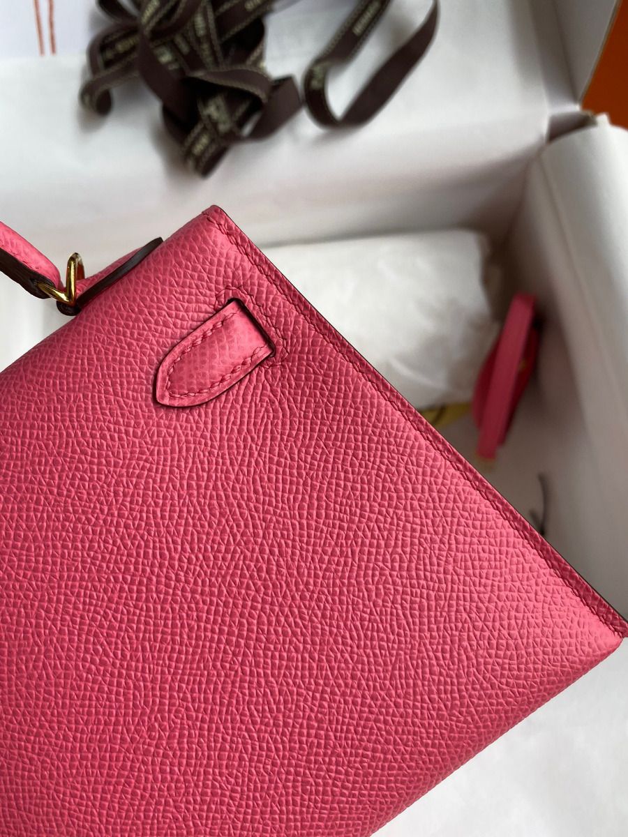 Hermes Kelly Mini II Sellier Handmade Bag In Rose Azalee Epsom Calfskin - Image 6