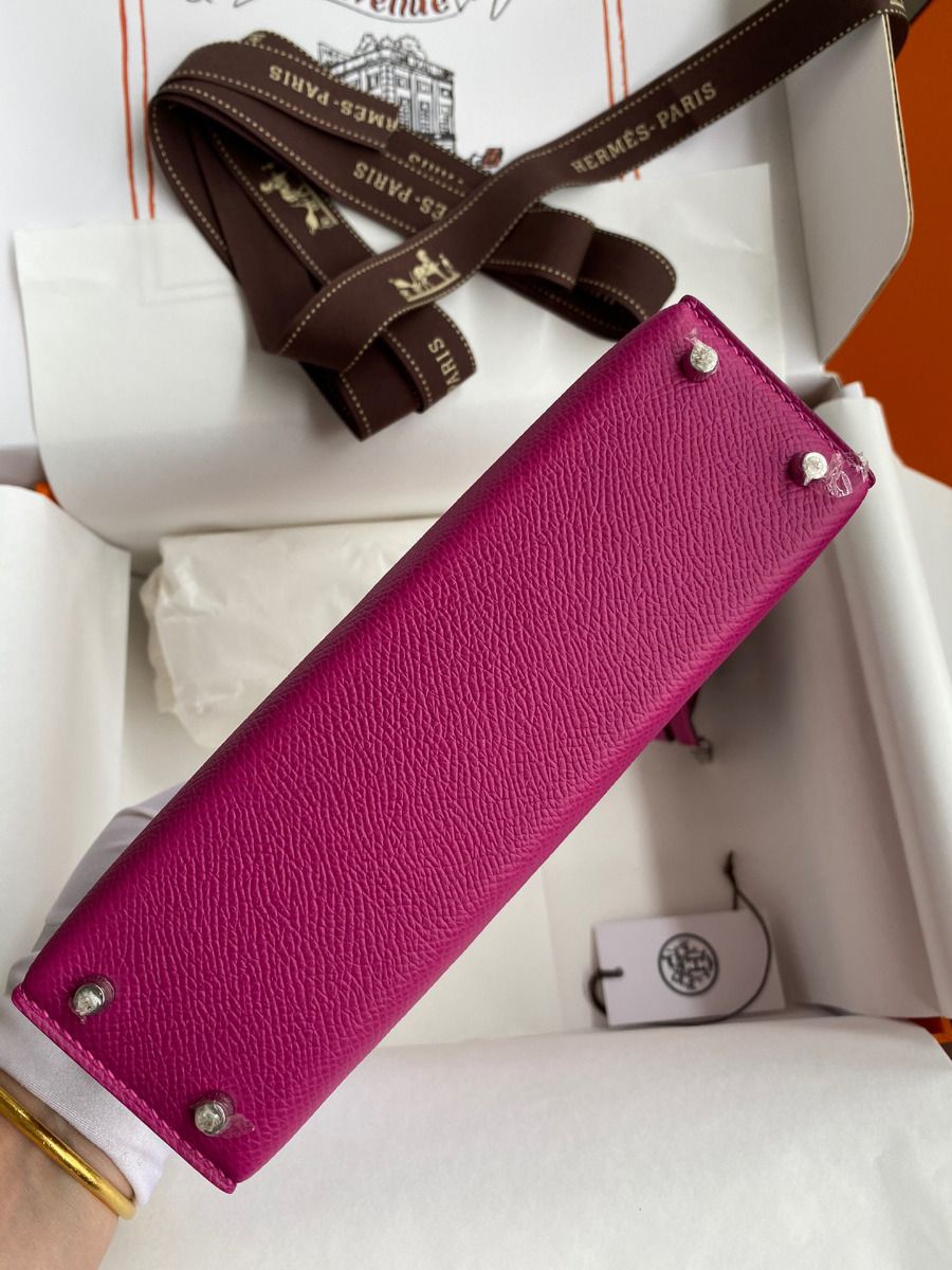 Hermes Kelly Mini II Sellier Handmade Bag In Rose Purple Epsom Calfskin - Image 4