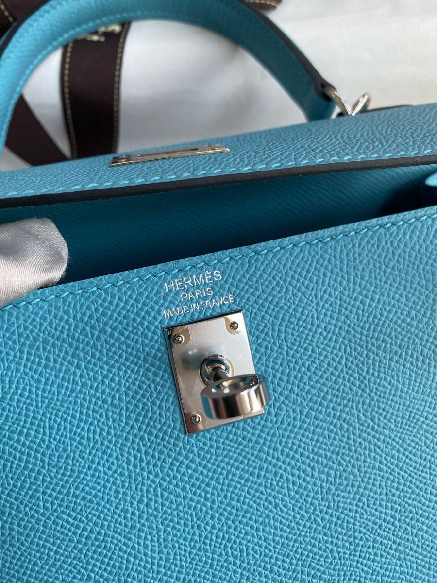 Hermes Kelly Sellier 25 Handmade Bag In Blue du Nord Epsom Calfskin - Image 8