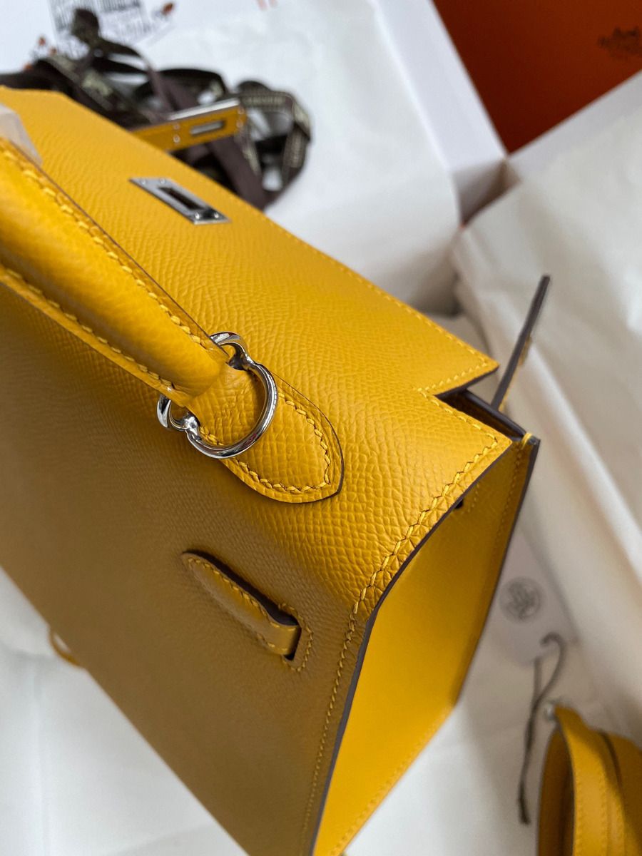 Hermes Kelly Sellier 25 Handmade Bag In Jaune Ambre Epsom Calfskin - Image 7
