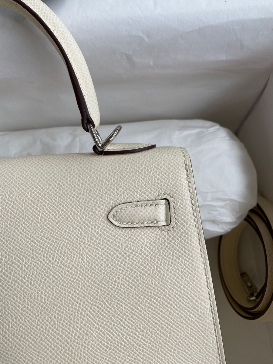Hermes Kelly Sellier 25 Handmade Bag In Nata Epsom Calfskin - Image 5