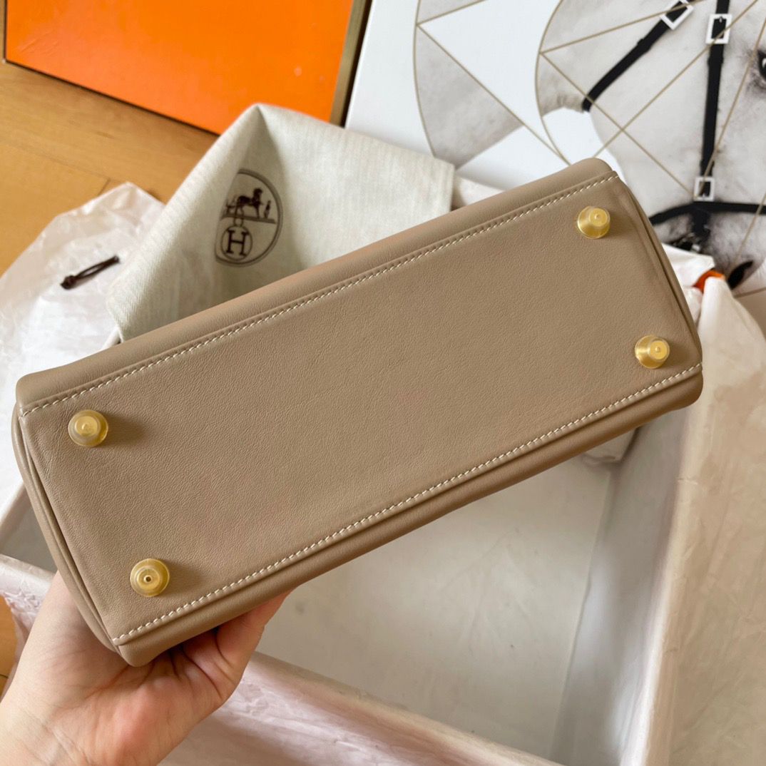 Hermes Kelly Retourne 25 Handmade Bag In Grey Swift Calfskin - Image 6