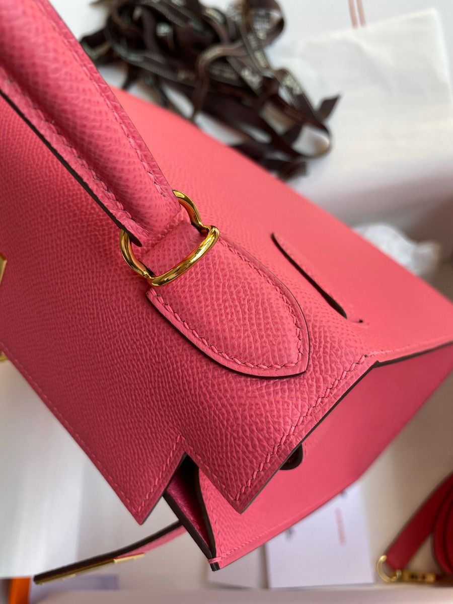 Hermes Kelly Sellier 28 Handmade Bag In Rose Lipstick Epsom Calfskin - Image 6