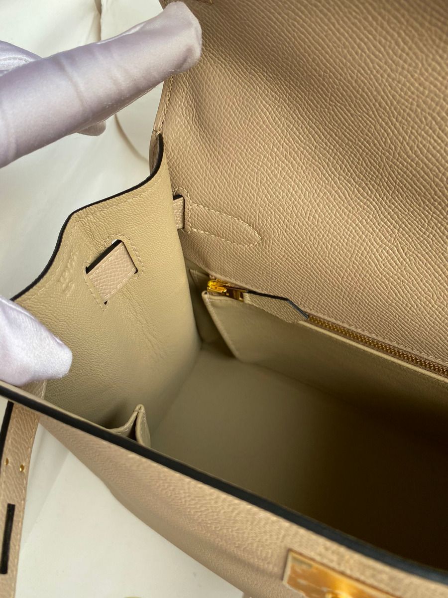 Hermes Kelly Sellier 28 Handmade Bag In Trench Epsom Calfskin - Image 10