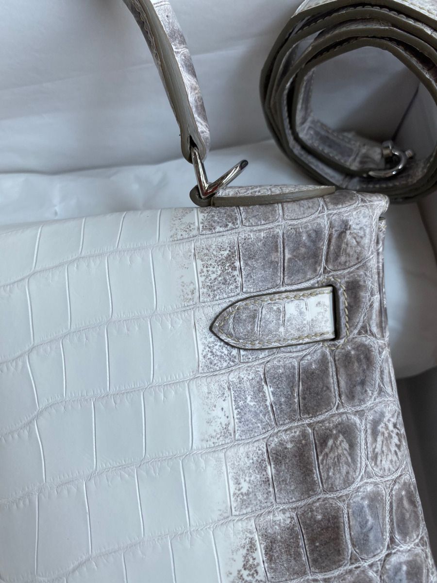 Hermes Kelly Retourne 28 Handmade Bag In Himalaya Crocodile Niloticus Skin - Image 5