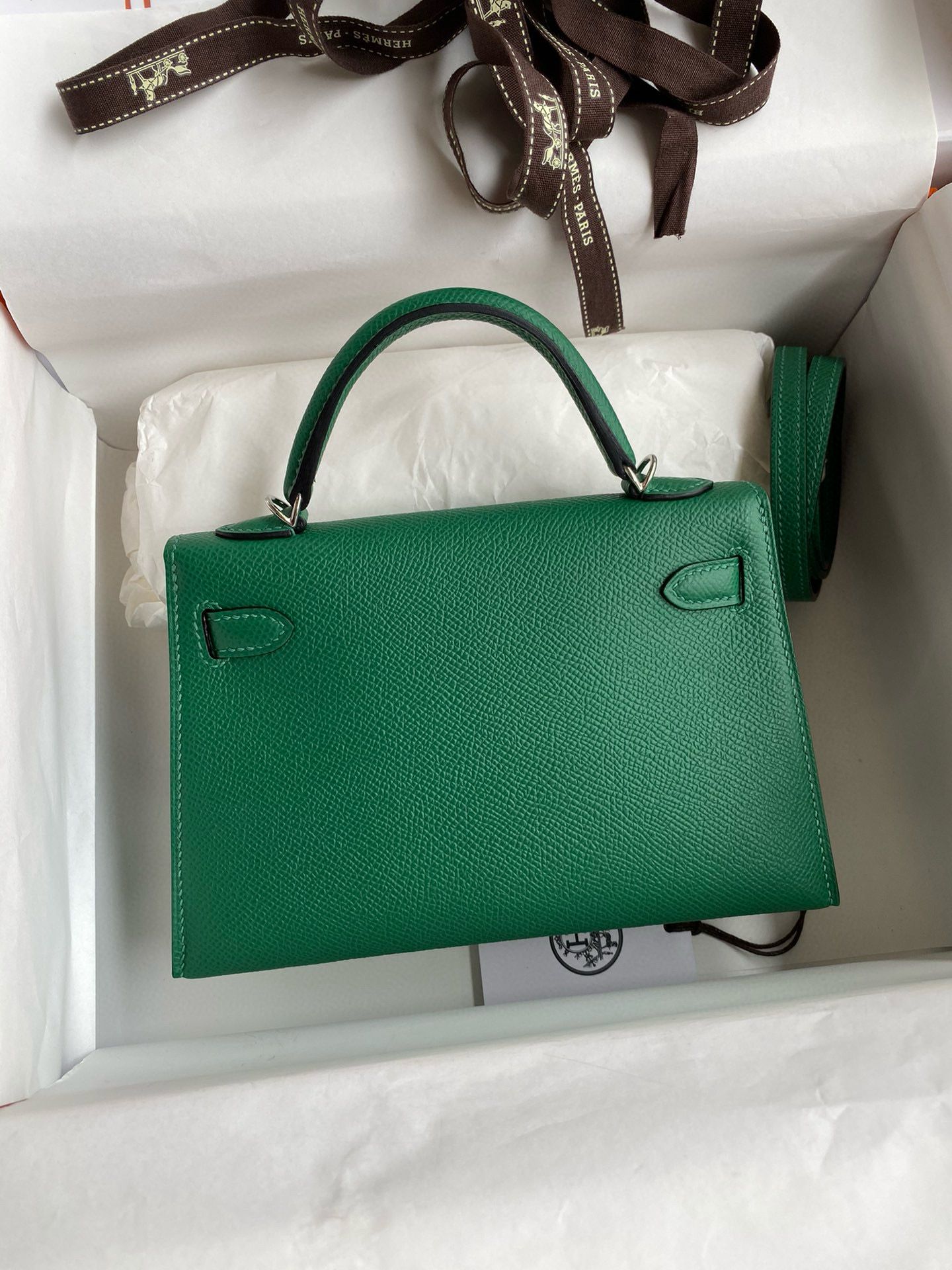 Hermes Kelly Mini II Verso Sellier Handmade Bag in Cactus Epsom Calfskin - Image 7