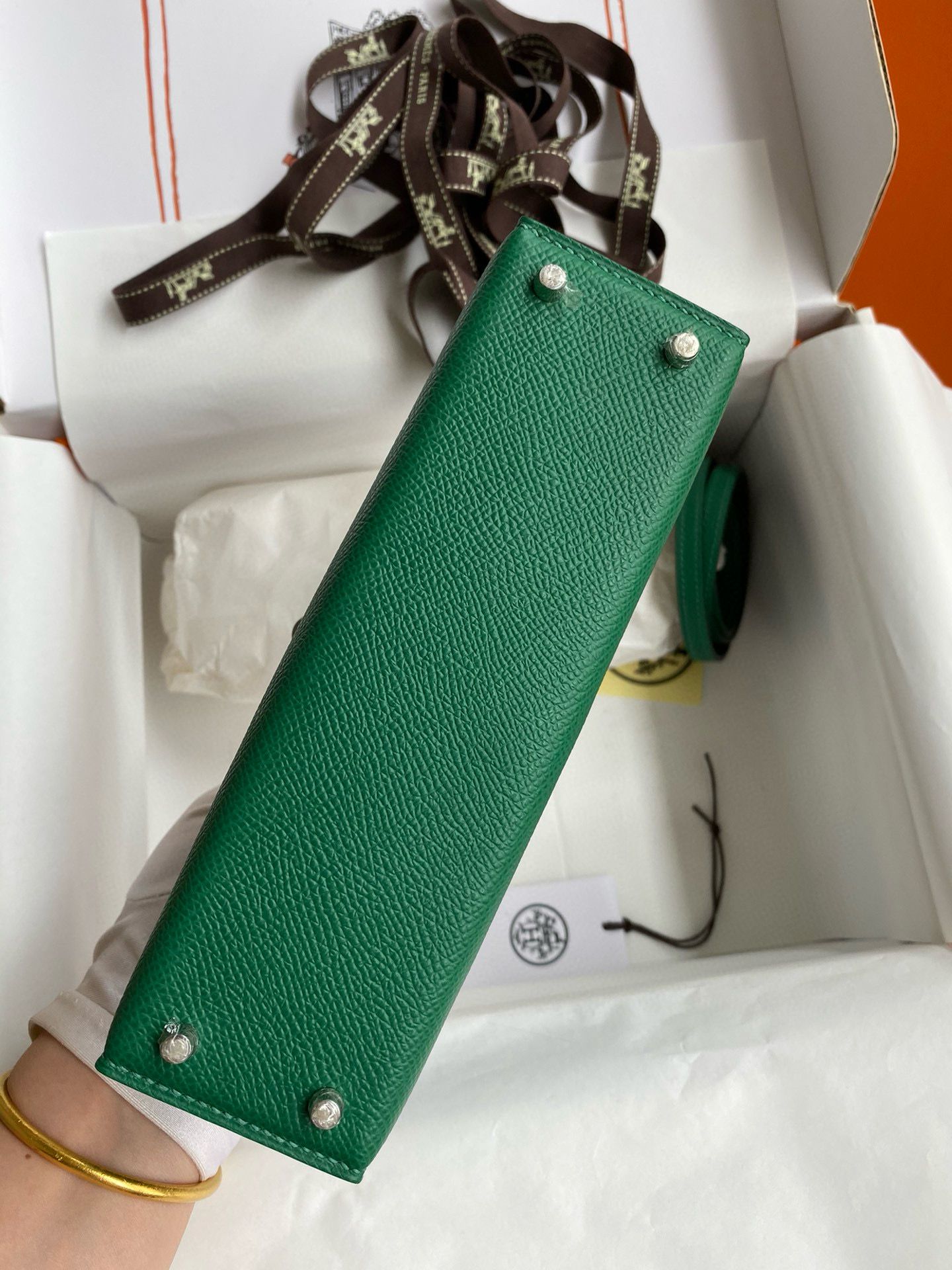 Hermes Kelly Mini II Verso Sellier Handmade Bag in Cactus Epsom Calfskin