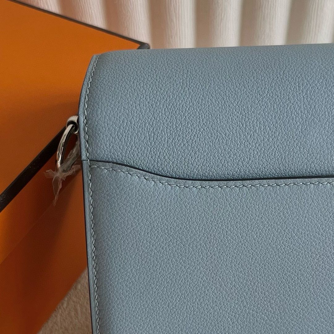 Hermes Roulis Mini 18 Bag in Blue Lin Evercolor Calfskin - Image 10