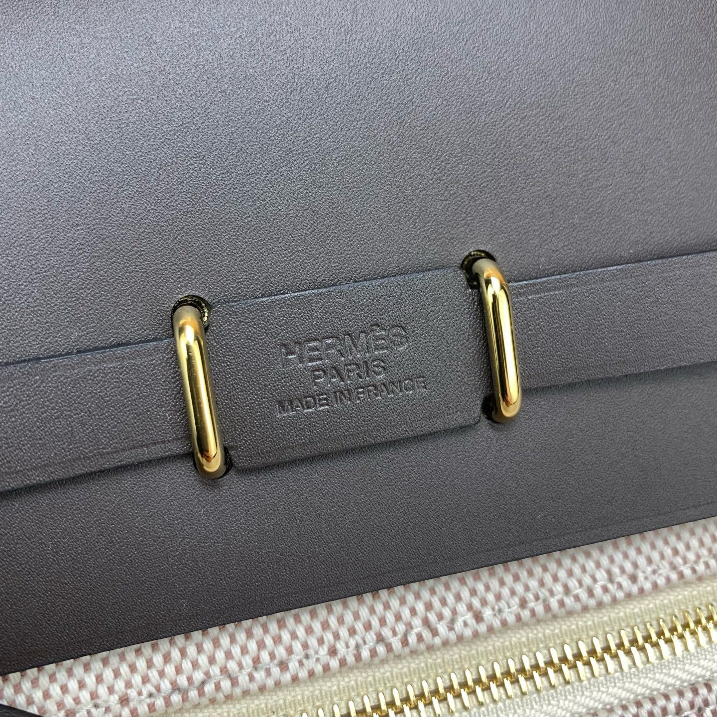 Hermes Herbag Zip 20 Bag in Canvas and Ebene Hunter Calfskin - Image 9