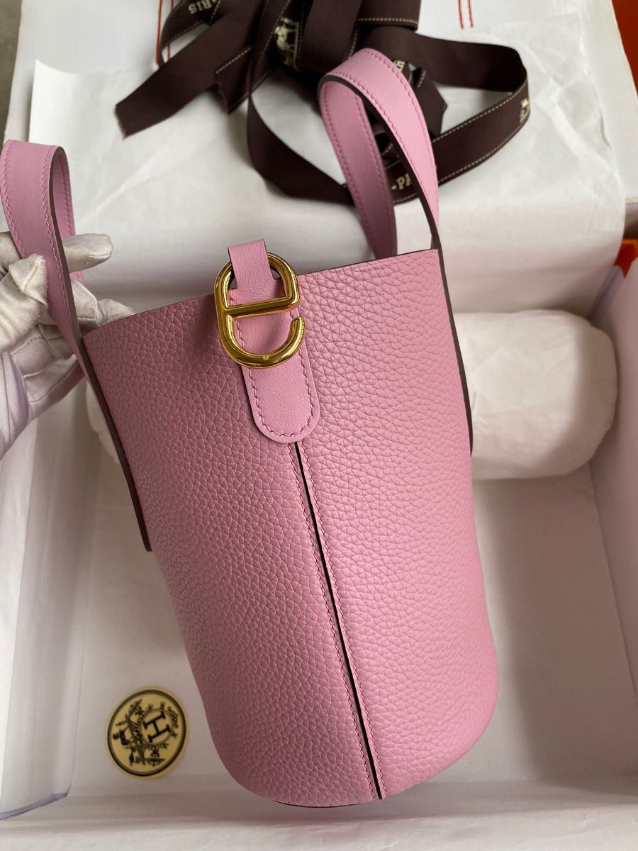 Hermes In The Loop 18 Handmade Bag in Mauve Sylvestre Clemence Leather - Image 3