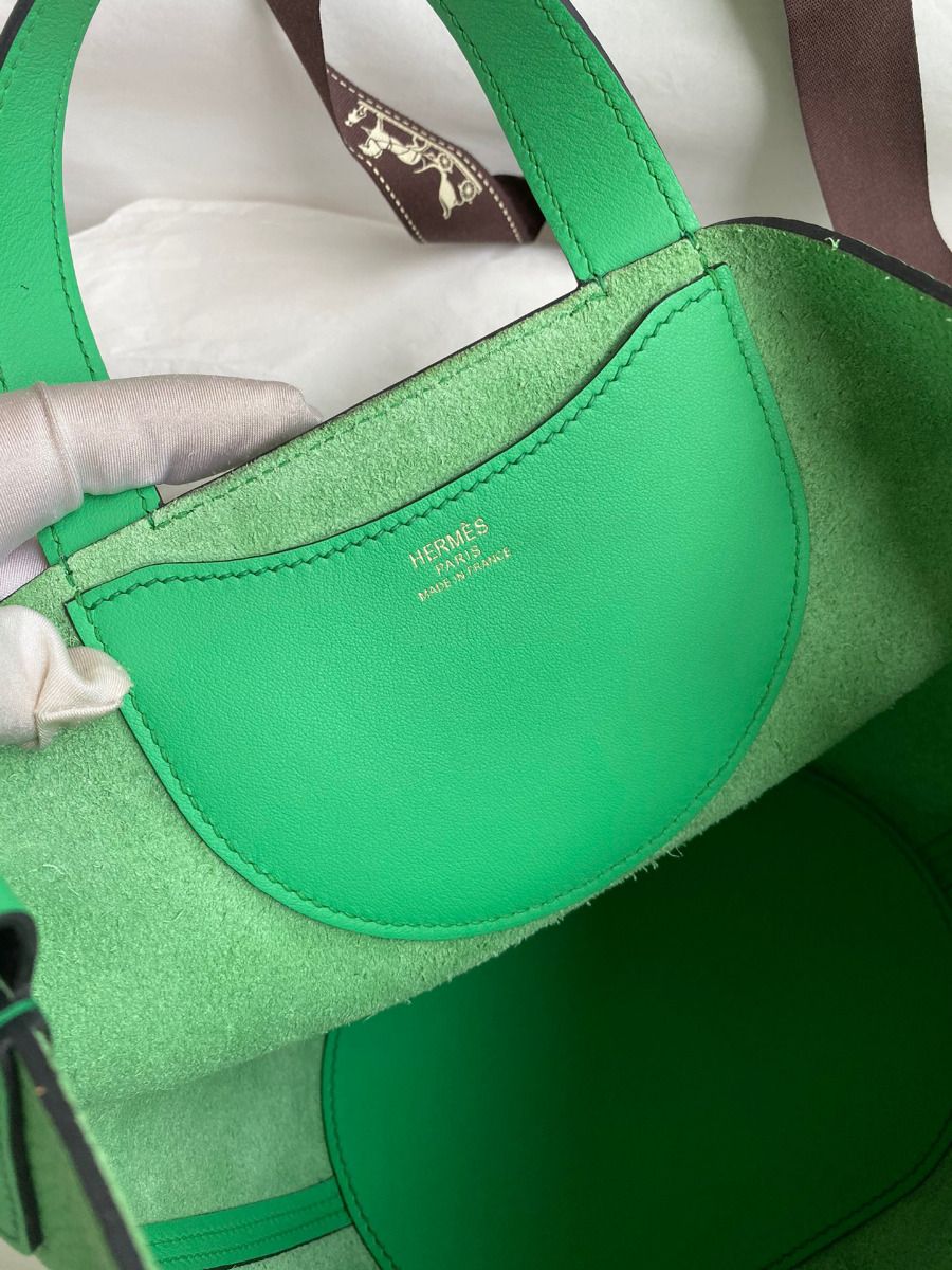 Hermes In The Loop 18 Handmade Bag in Vert Comics Clemence Leather - Image 8