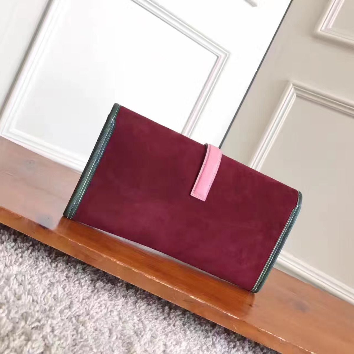 Hermes Jige Elan 29 Clutch In Bordeaux Suede Calfskin - Image 6