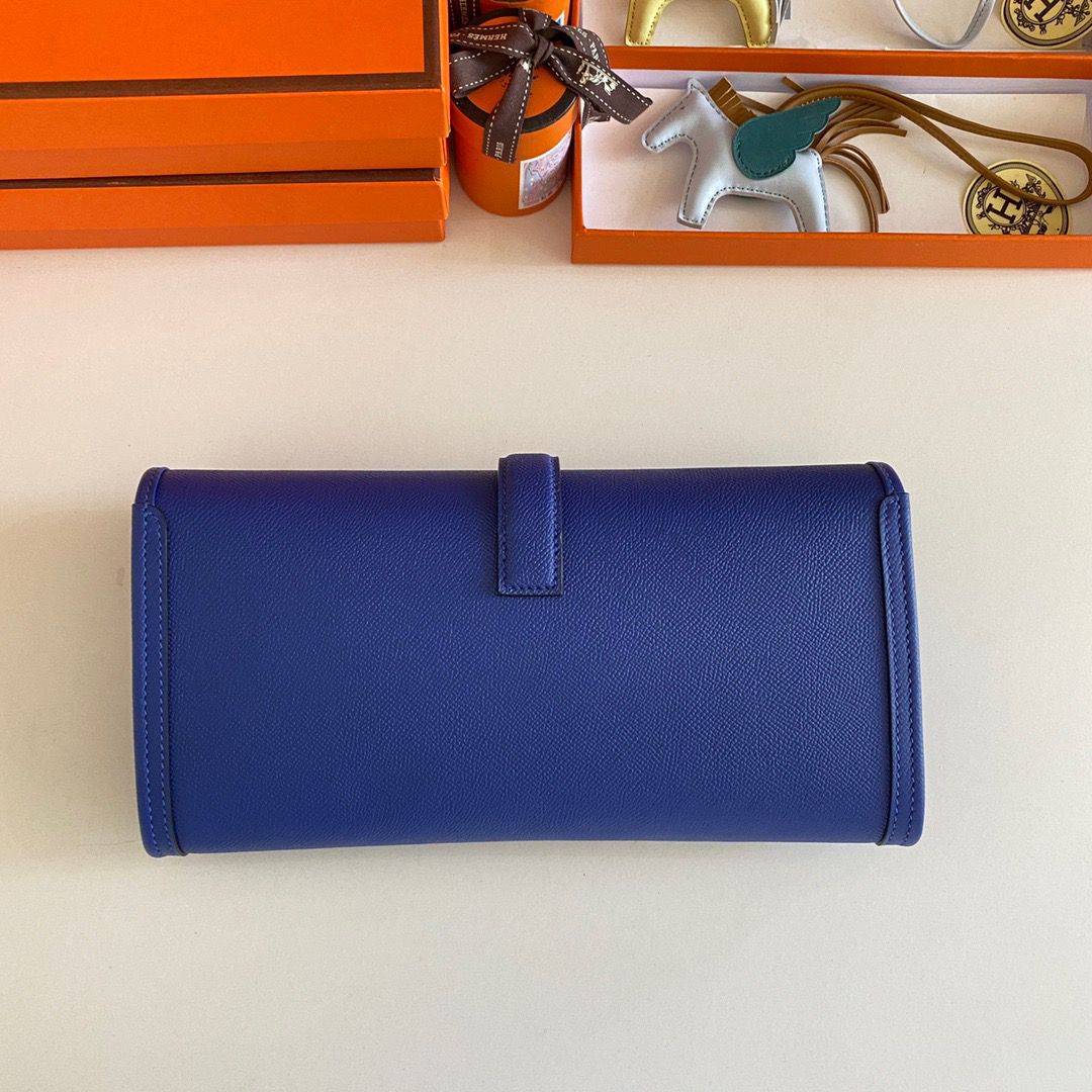 Hermes Jige Elan 29 Clutch Bag In Blue Electric Epsom Leather - Image 3