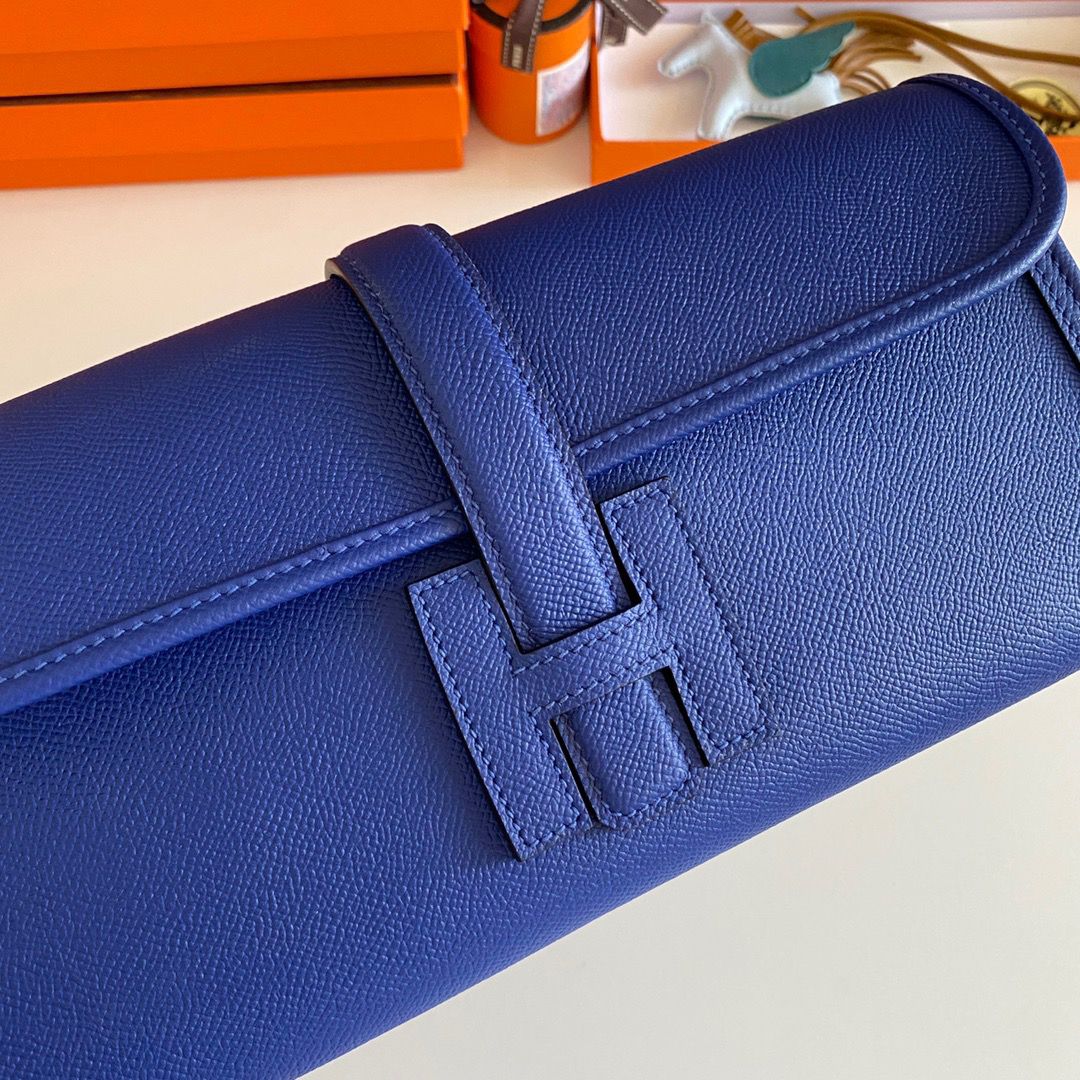 Hermes Jige Elan 29 Clutch Bag In Blue Electric Epsom Leather - Image 5