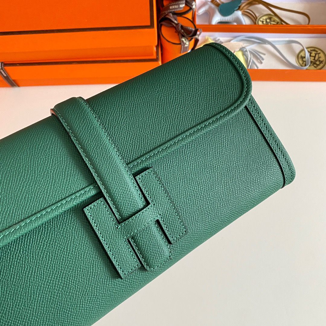 Hermes Jige Elan 29 Clutch Bag In Malachite Epsom Leather - Image 4