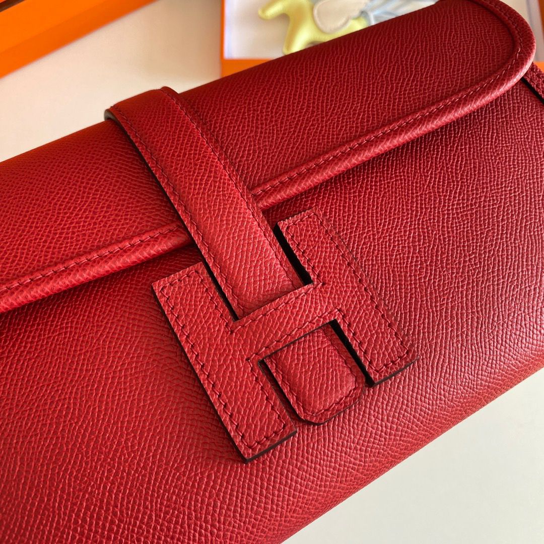 Hermes Jige Elan 29 Clutch Bag In Red Epsom Leather - Image 5