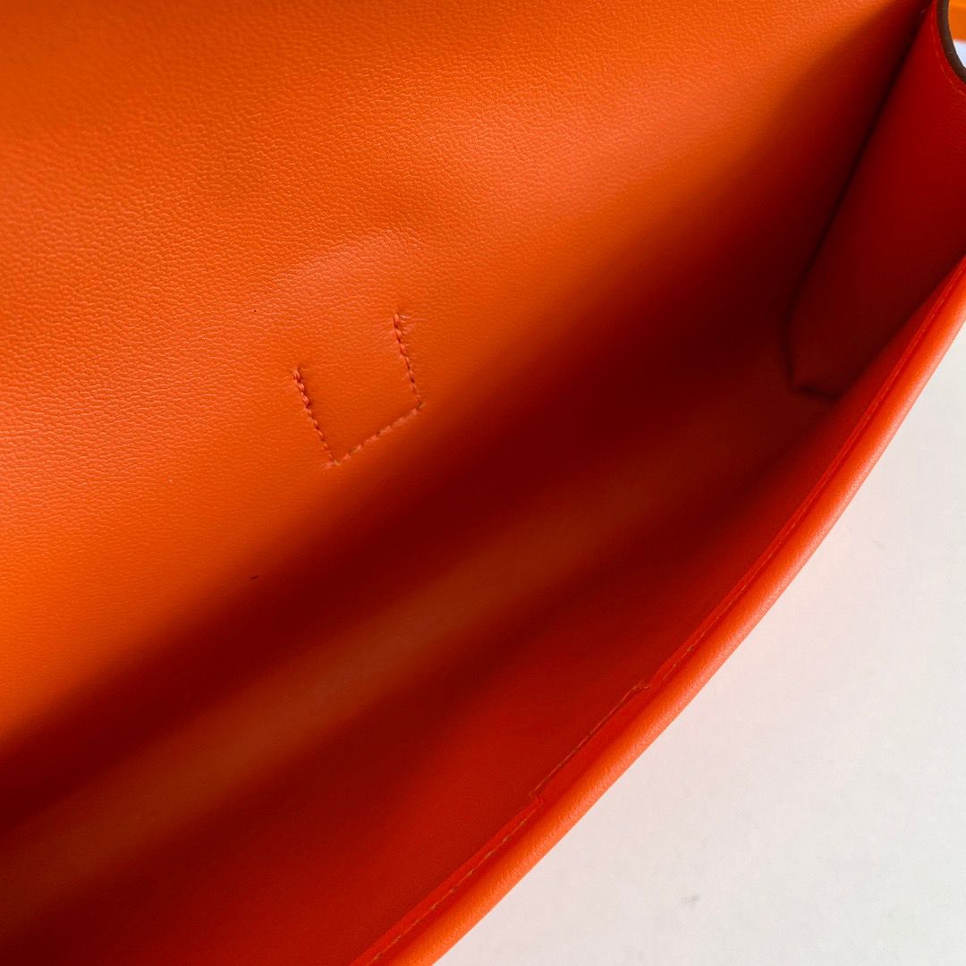 Hermes Jige Elan 29 Clutch Bag In Orange Swift Calfskin - Image 9