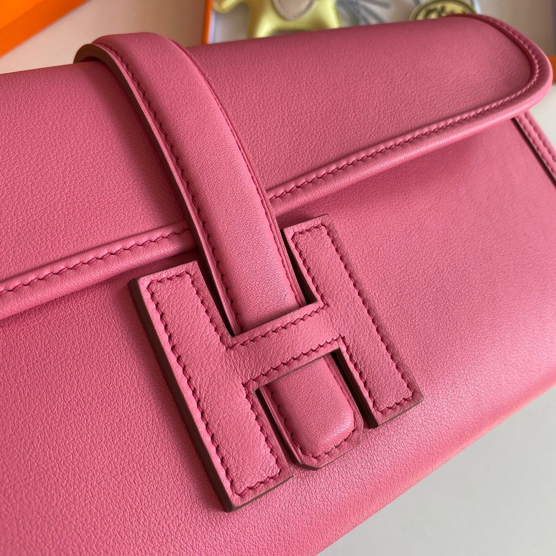Hermes Jige Elan 29 Clutch Bag In Rose Lipstick Swift Calfskin - Image 6