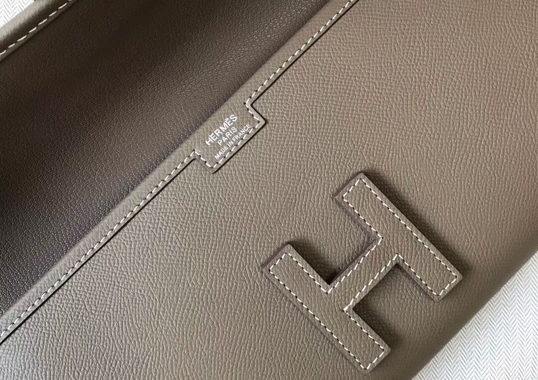 Hermes Jige Elan 29 Clutch In Taupe Grey Epsom Leather - Image 7