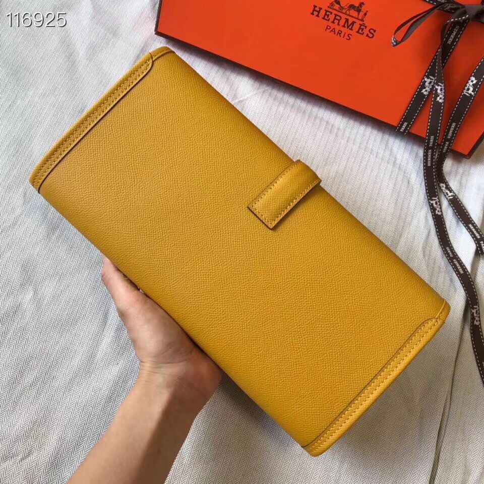 Hermes Jige Elan 29 Clutch In Yellow Epsom Leather - Image 5
