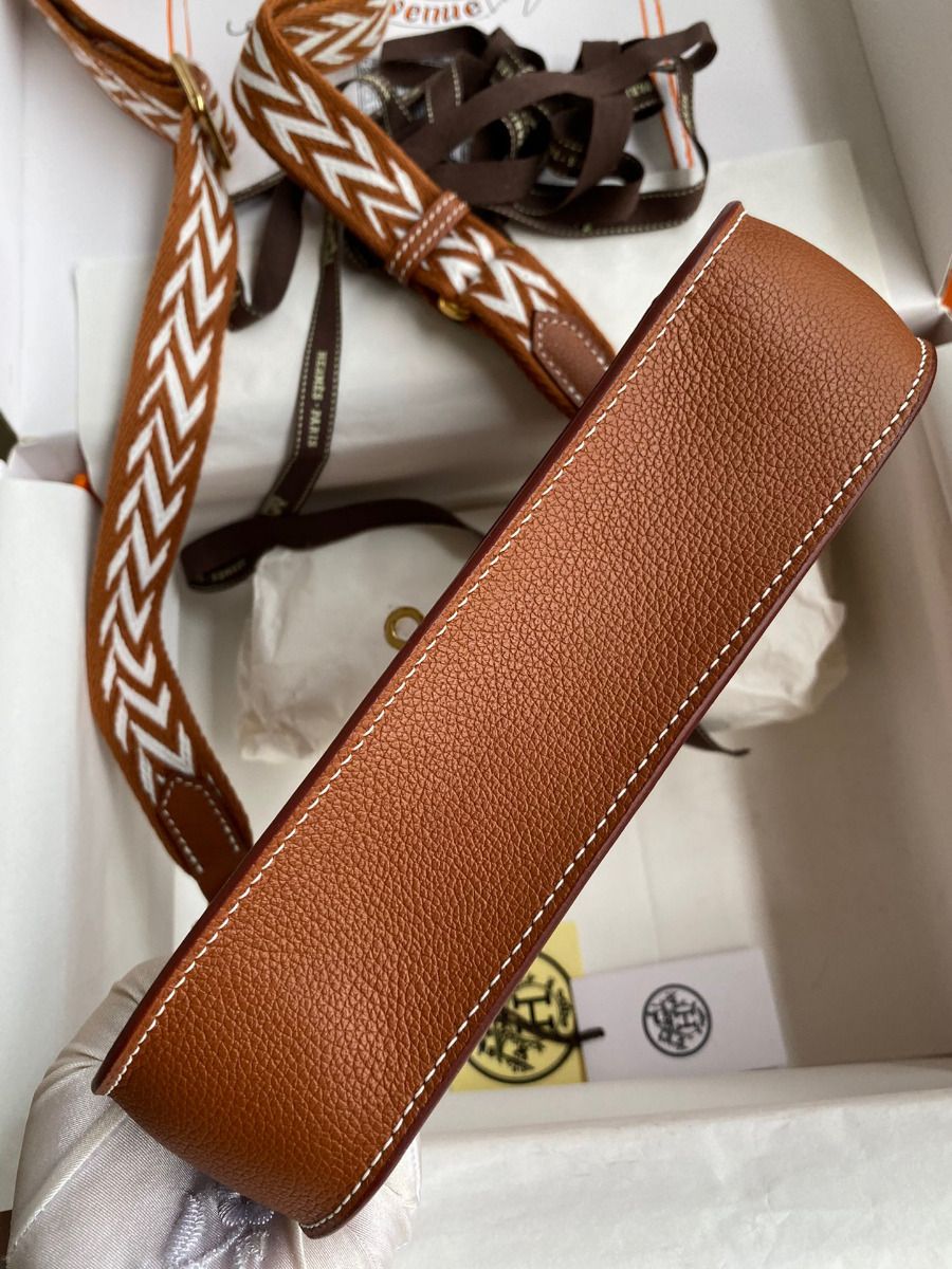 Hermes Jypsiere Mini Handmade Bag In Gold Evercolor Calfskin - Image 6