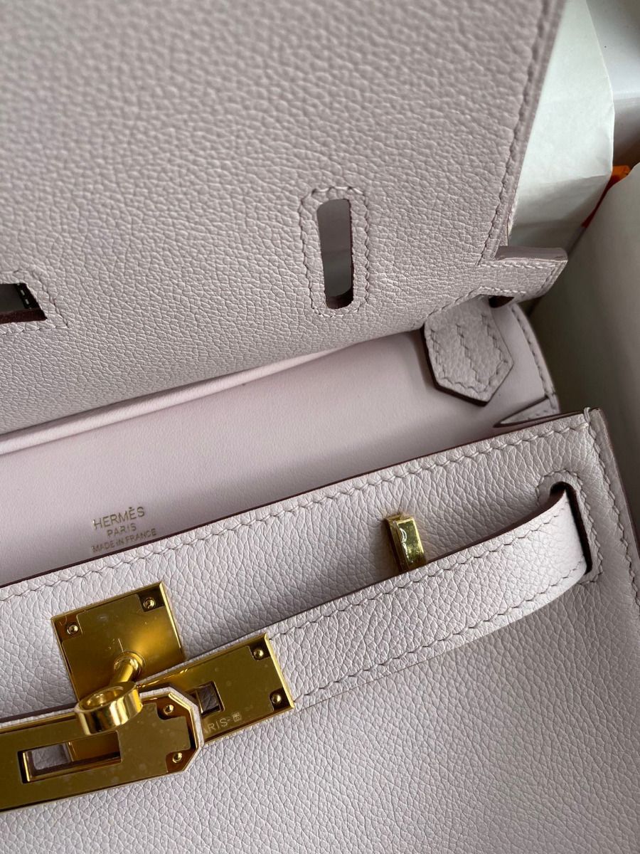 Hermes Jypsiere Mini Handmade Bag In Mauve Pale Evercolor Calfskin - Image 9