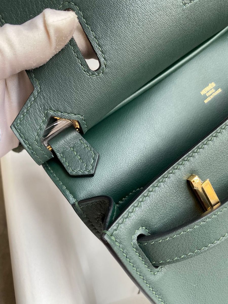 Hermes Jypsiere Mini Handmade Bag In Vert Rousseau Swift Calfskin - Image 10