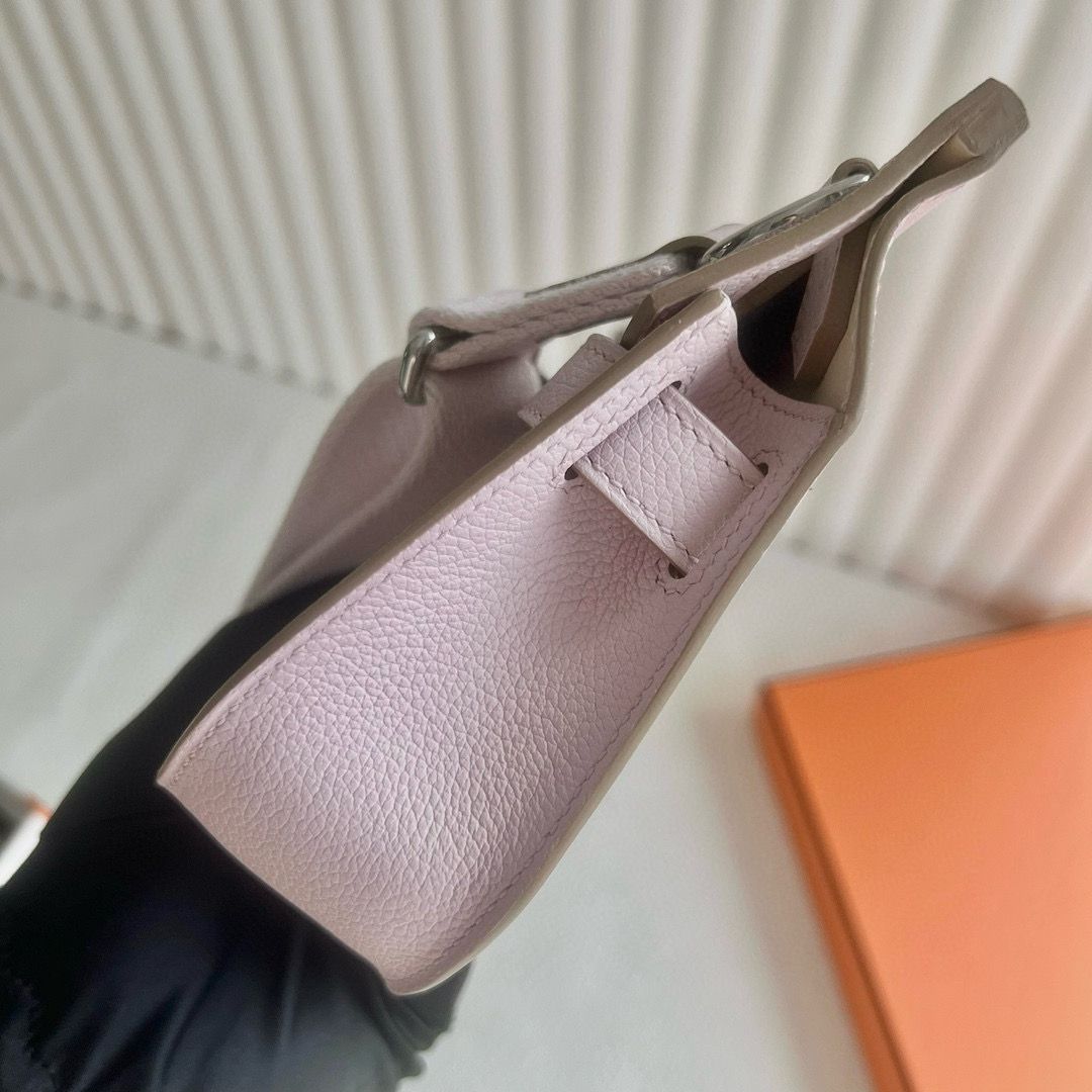 Hermes Jypsiere Mini Verso Handmade Bag in Mauve Pale Evercolor Calfskin - Image 5