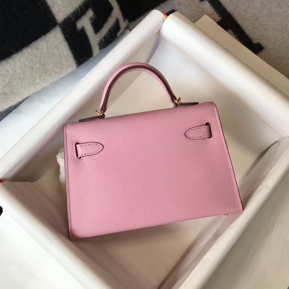 Hermes Kelly Mini II Bag In Mauve Sylvestre Epsom Leather GHW - Image 3