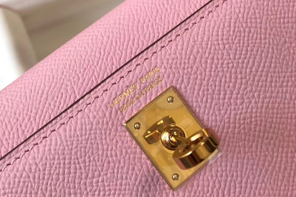 Hermes Kelly Mini II Bag In Mauve Sylvestre Epsom Leather GHW - Image 6