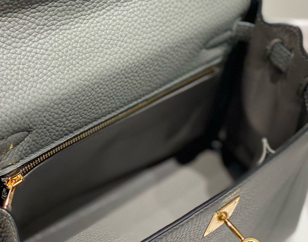 Hermes Kelly 25cm Retourne Bag In Gris Meyer Clemence Leather - Image 10