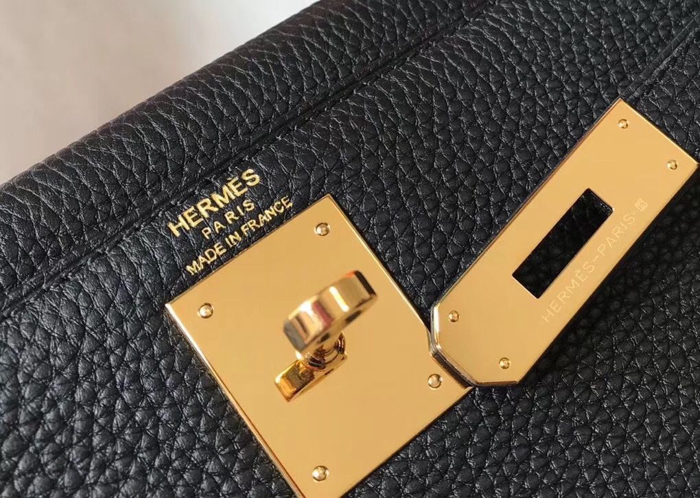 Hermes Kelly 25cm Retourne Bag In Black Clemence Leather - Image 8