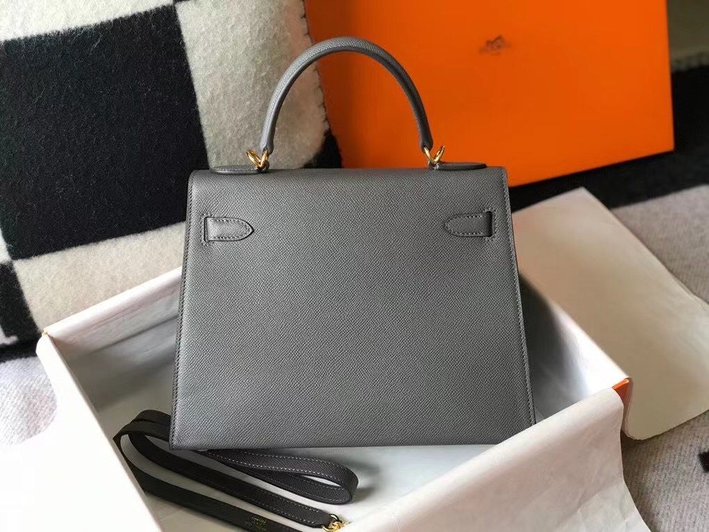 Hermes Kelly 28cm Bag In Ardoise Epsom Leather GHW - Image 3