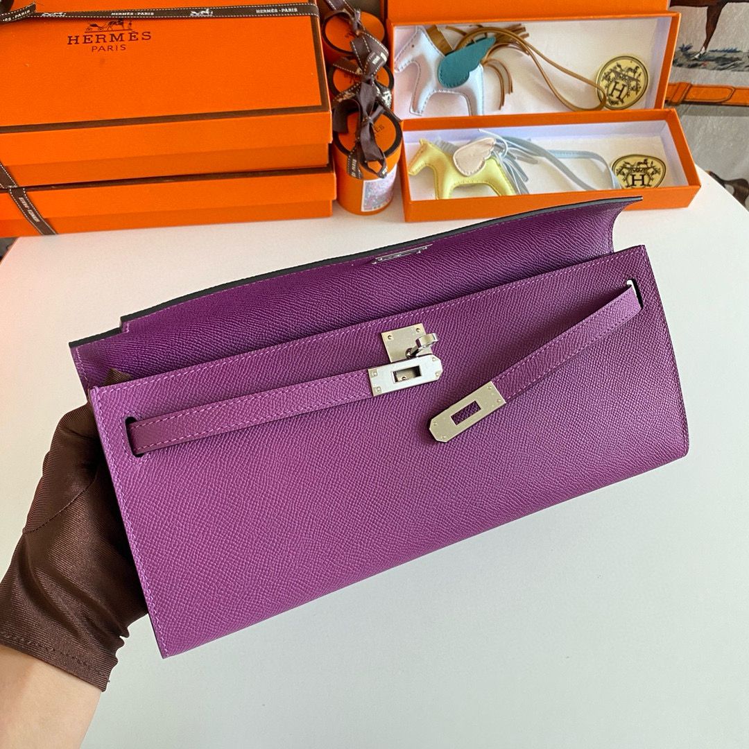 Hermes Kelly Cut Handmade Bag in Anemone Epsom Calfskin - Image 8
